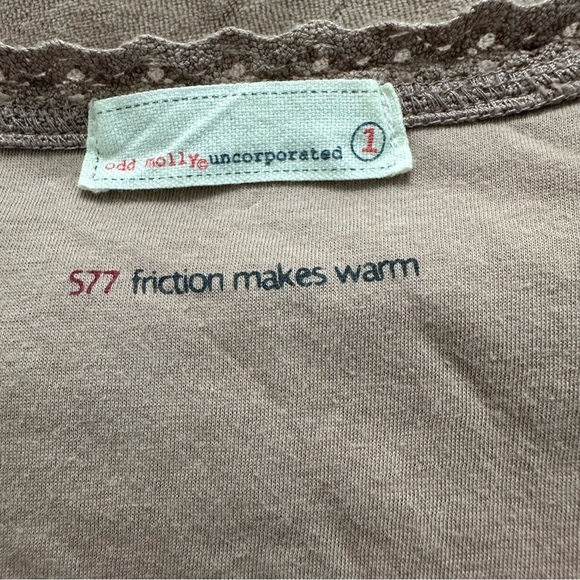 Odd Molly Velvet Empire Waist Dress SZ 1 = Small Beige Pink Tones Festival GUC - Picture 2 of 12